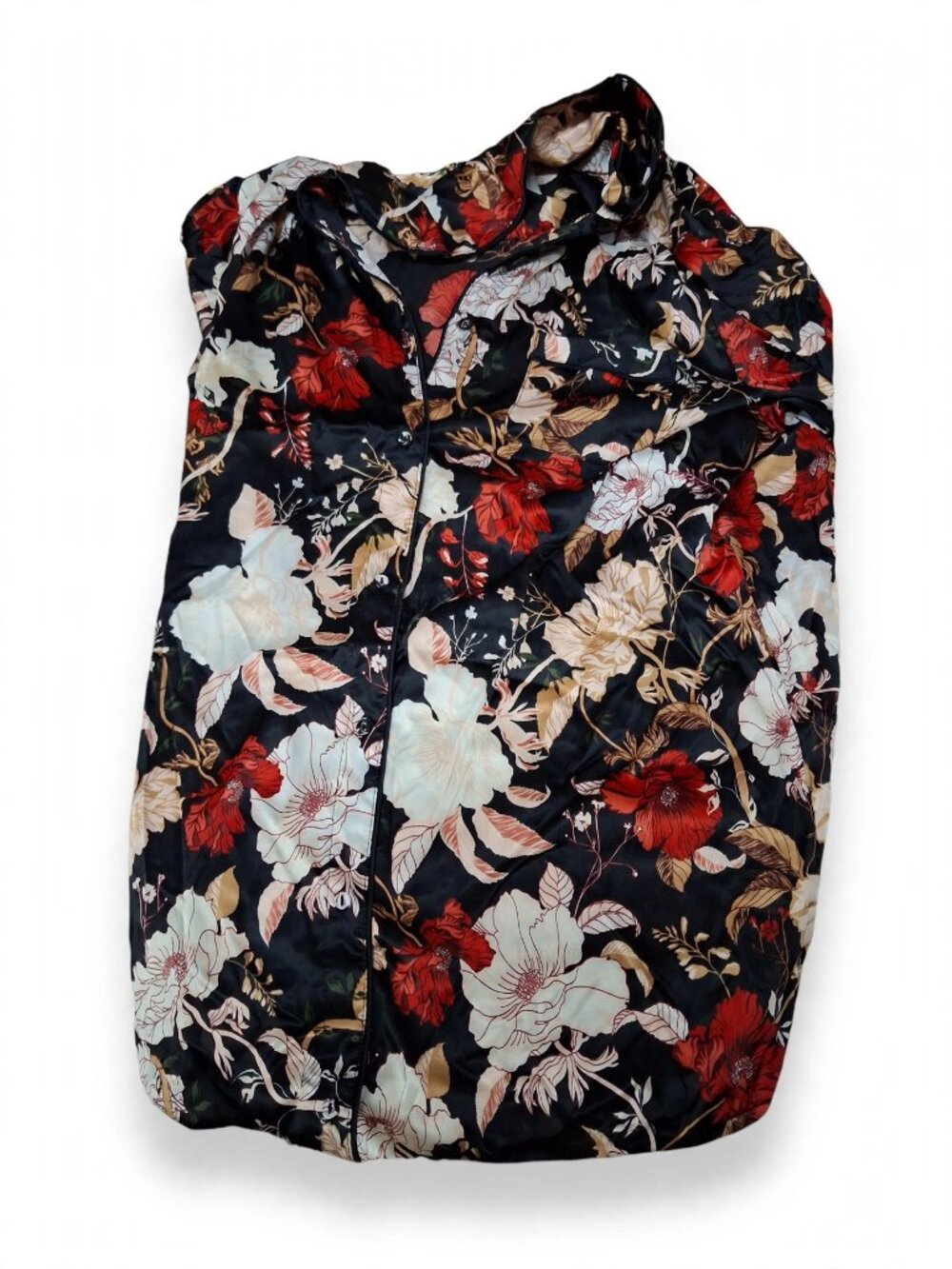 Stars Above Black Floral Button-Front Pajama Top Size L